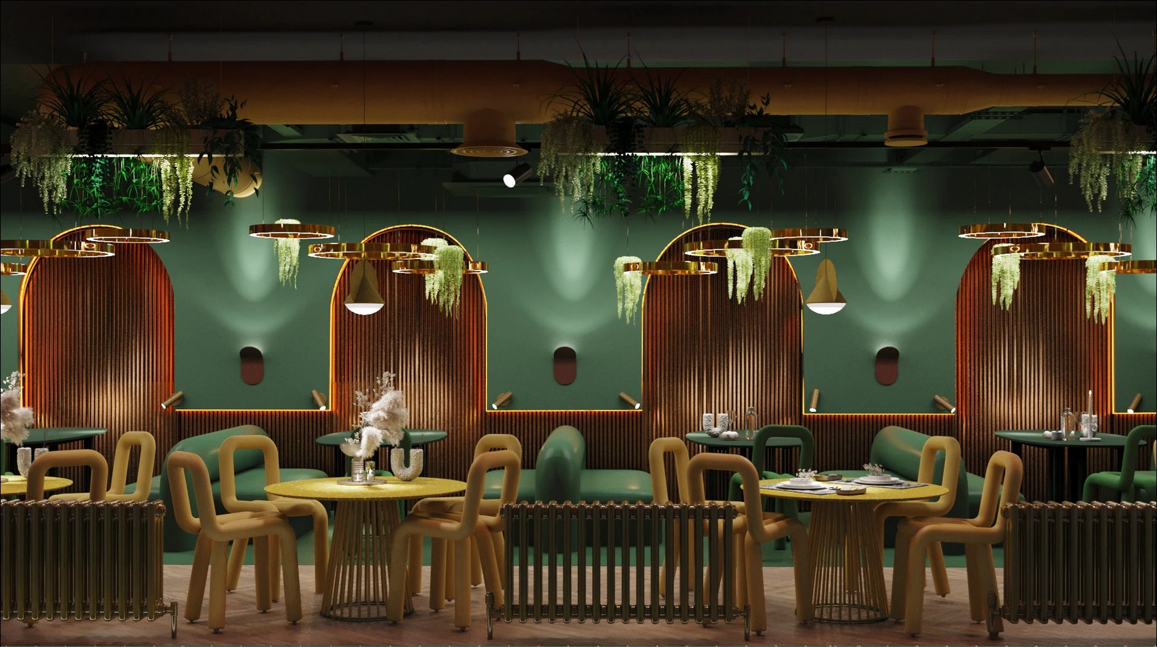 Ресторан Ultramarine, 3D дизайн, сучасний інтер’єр, архітектурна 3D візуалізація