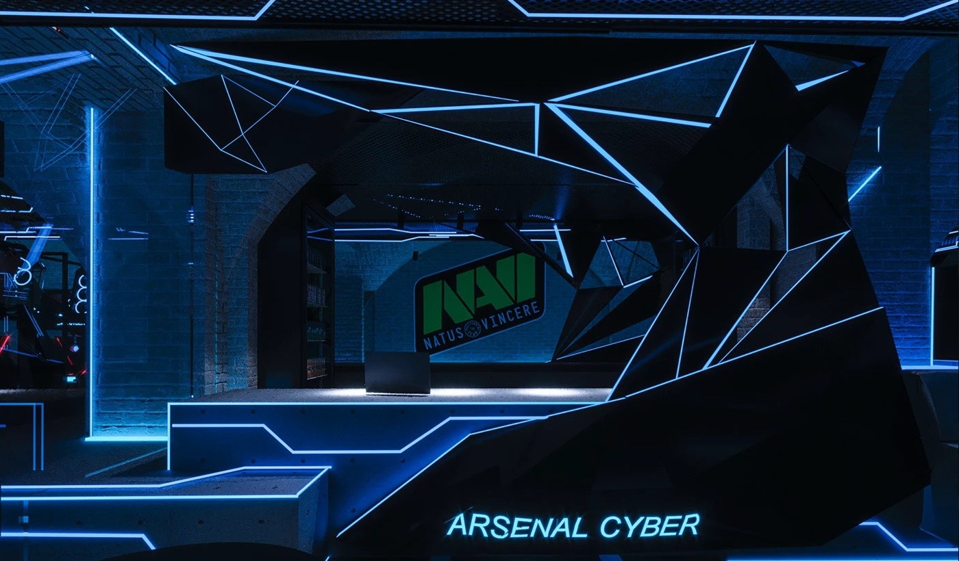 Кіберклуб Arsenal, 3D дизайн, сучасний комерційний інтер’єр, 3D візуалізація