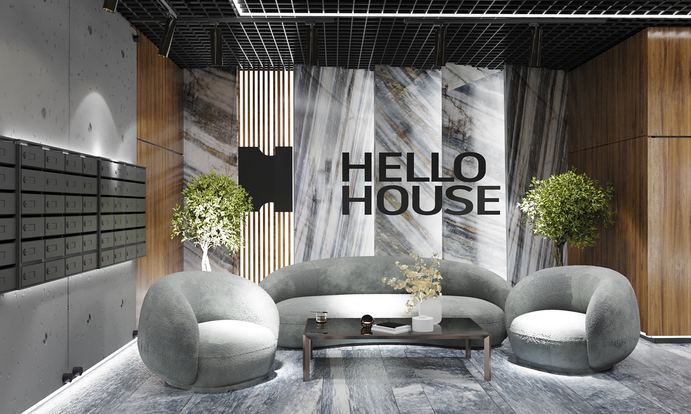 Hello House, вхідна група, 3D дизайн, архітектурна візуалізація