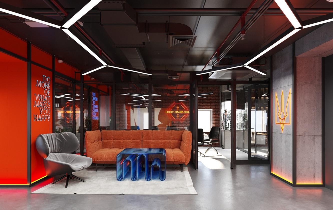 Комерційний інтер’єр, сучасний простір, 3D дизайн, 3D візуалізація